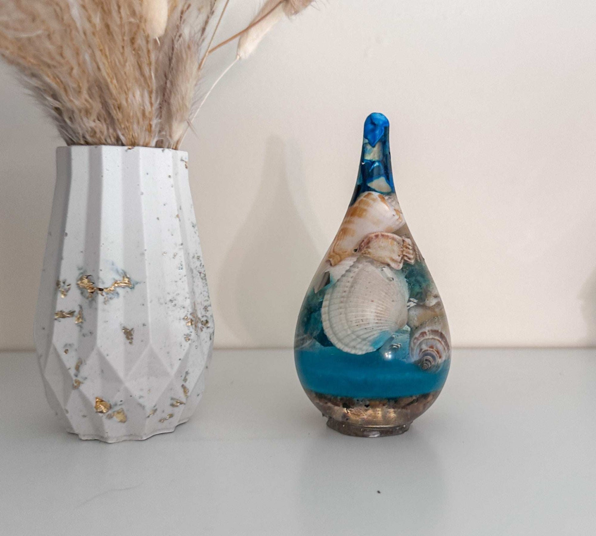 Porte-bague en forme de goutte d'eau - Porte-bague fait main avec nacre bleue