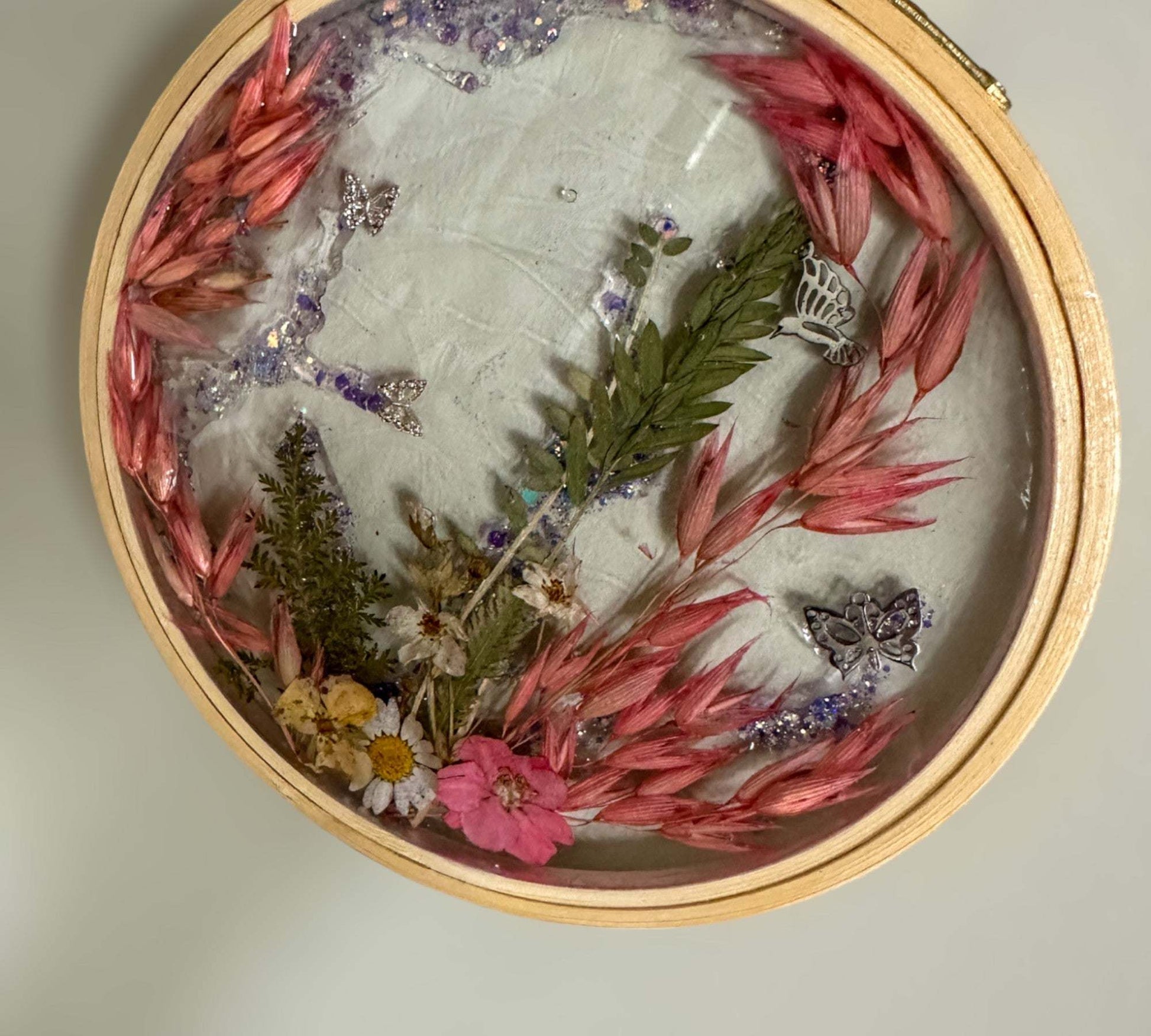 Attrape-soleil de jardin Pretty in Pink - Fait main avec de vraies fleurs séchées