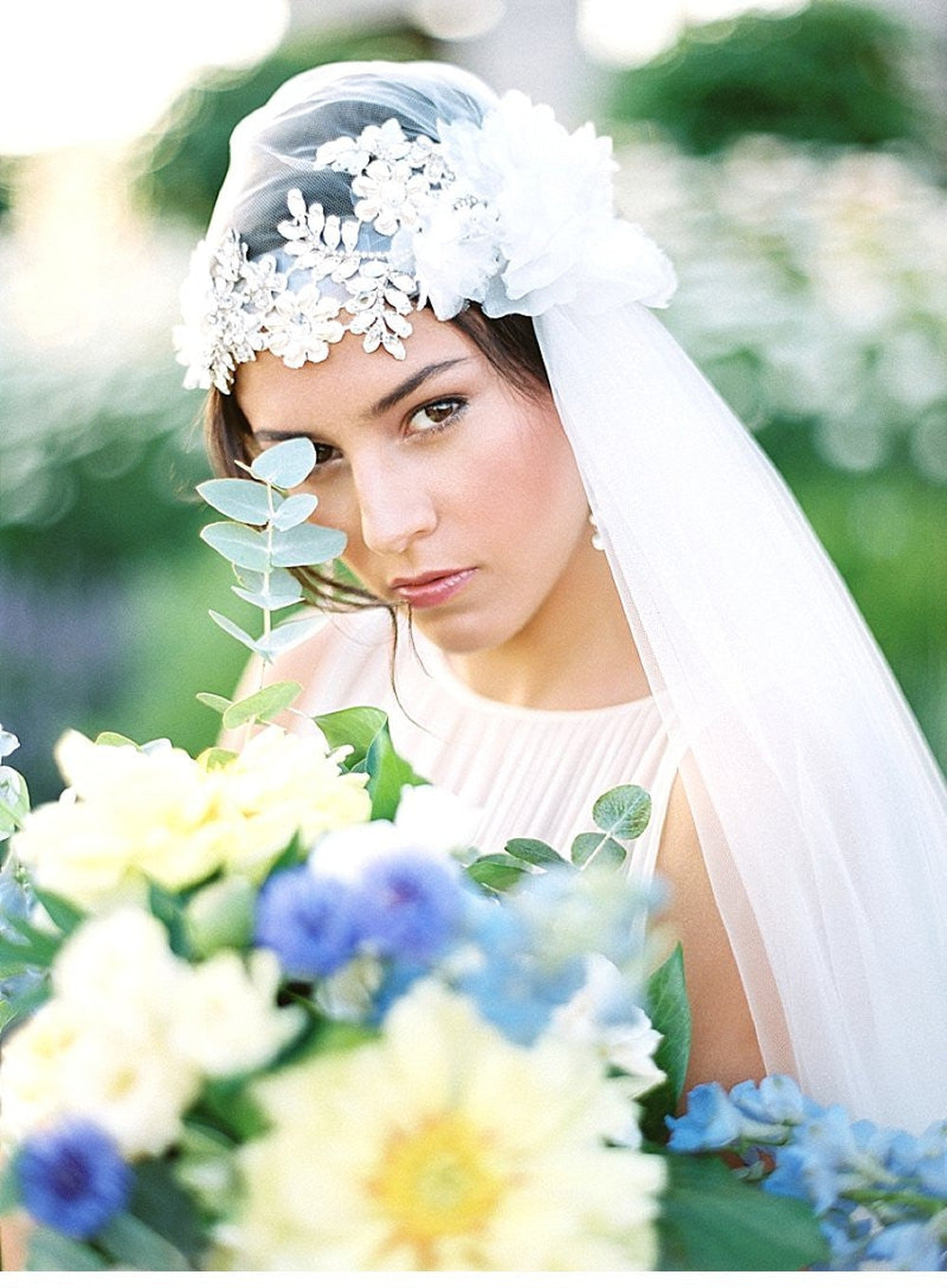 ANTOINETTE Crystal Juliet Cap Bridal Veil