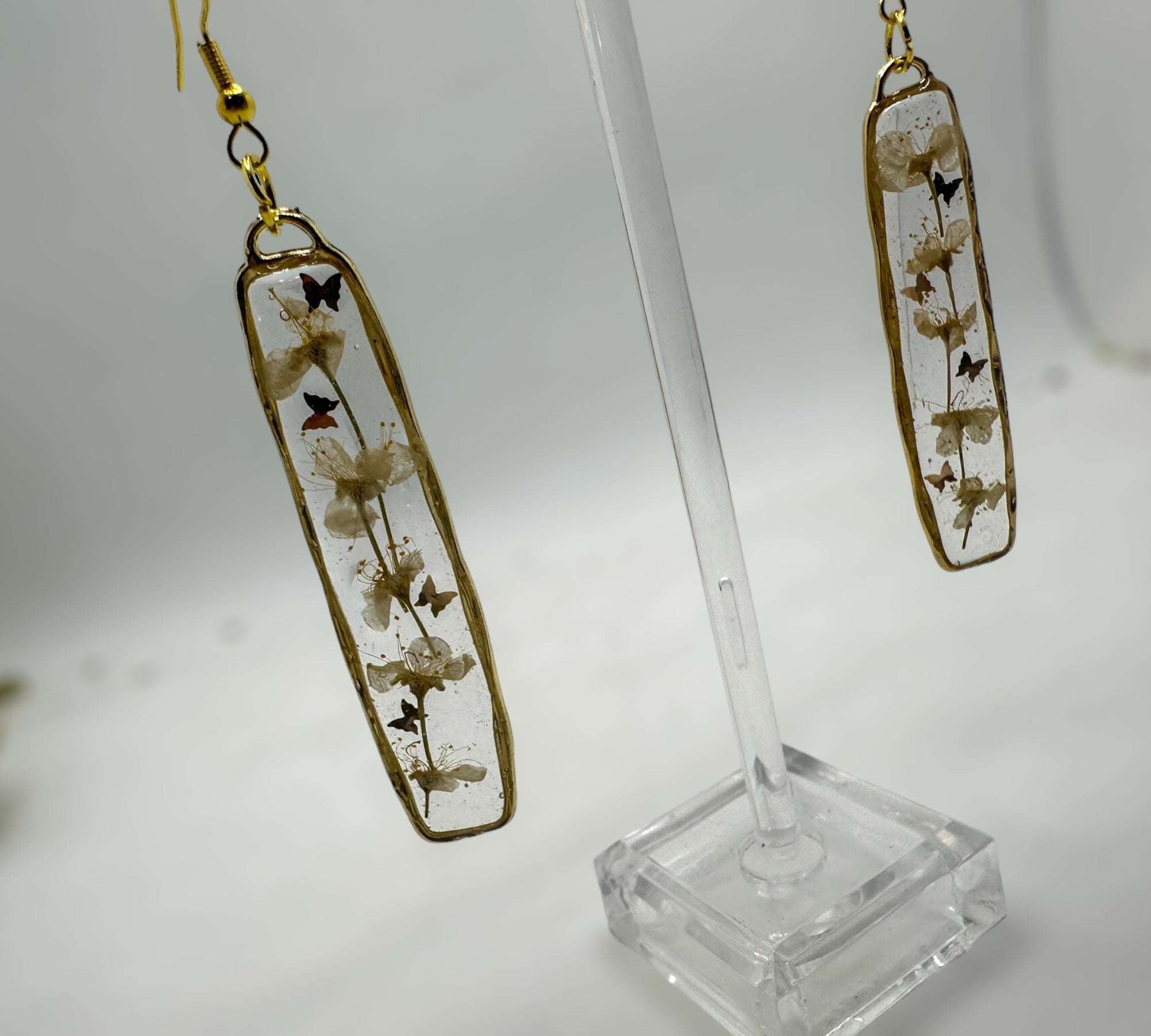 Boucles d'oreilles Bloom Cascade - Le minimalisme rencontre le style bohème - Fleurs pressées
