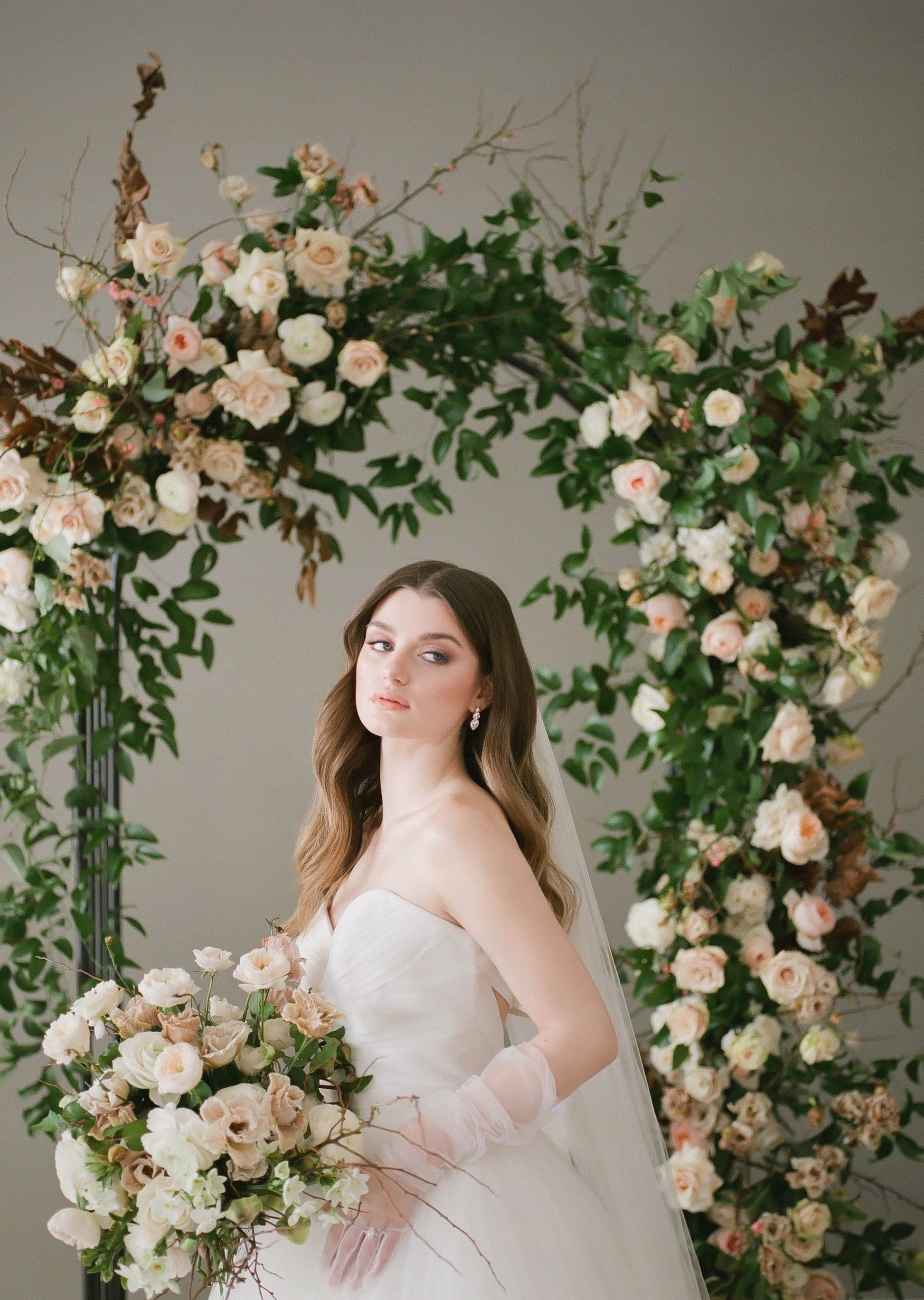 BRAEDYN Pearl Crystal Stud Bridal Earrings