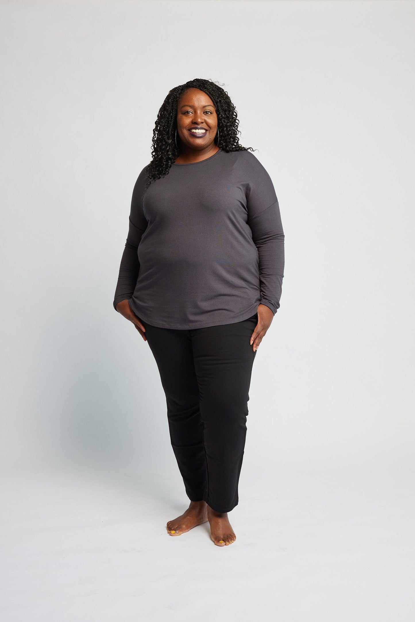 Bamboo Relaxed Long Sleeve in Stone