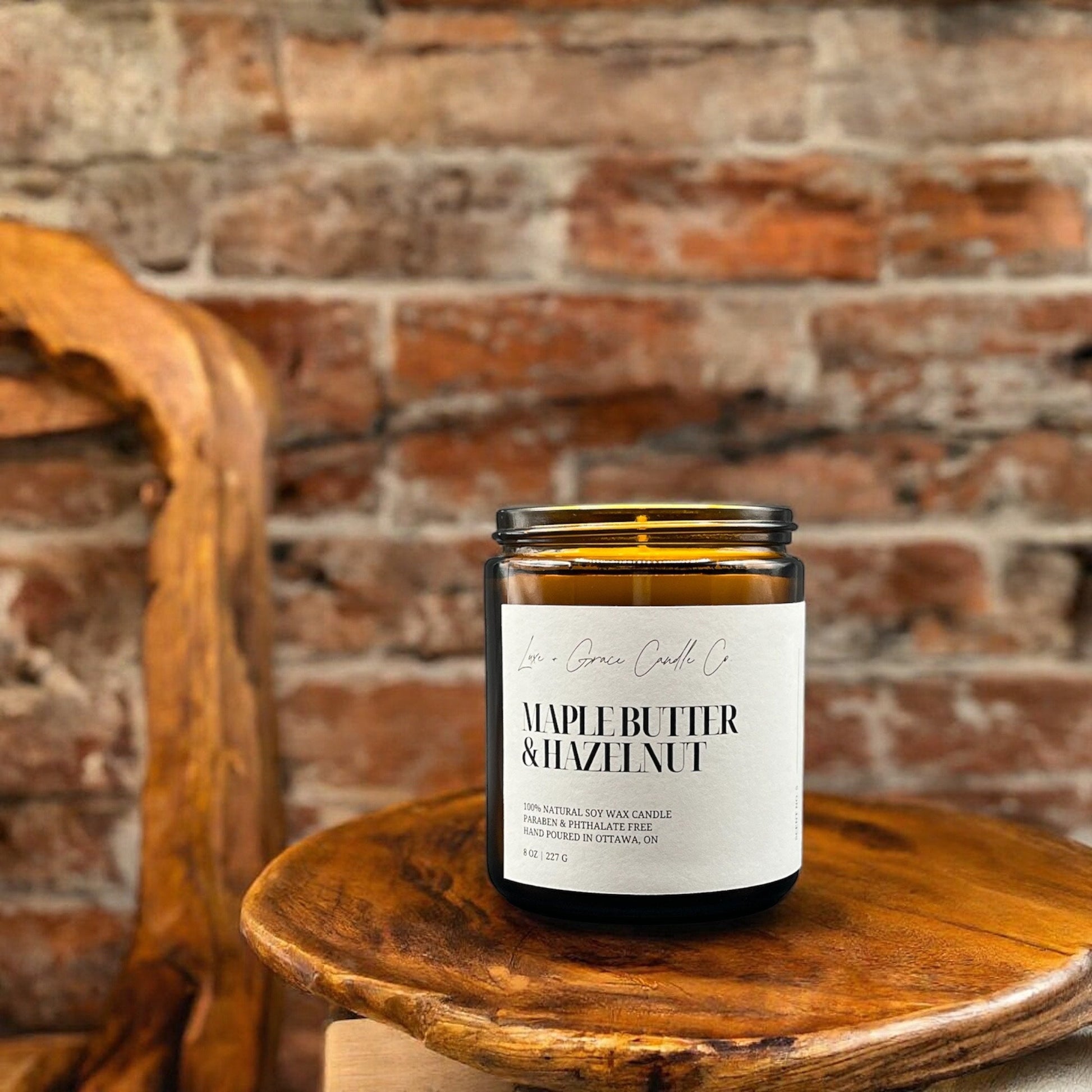 Bougie au beurre d'érable et aux noisettes - Cire de soja