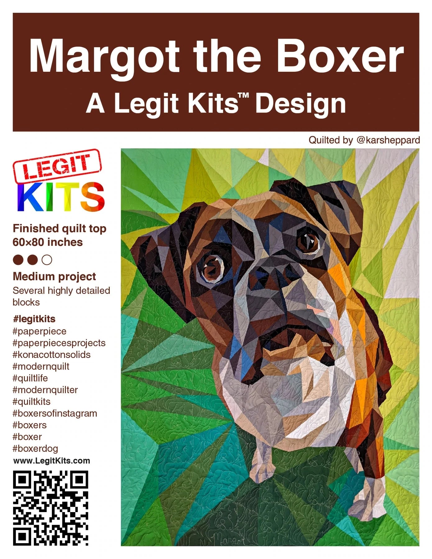 LEGIT KITS, Margot the Boxer Quilt Kit (Fabric Only)