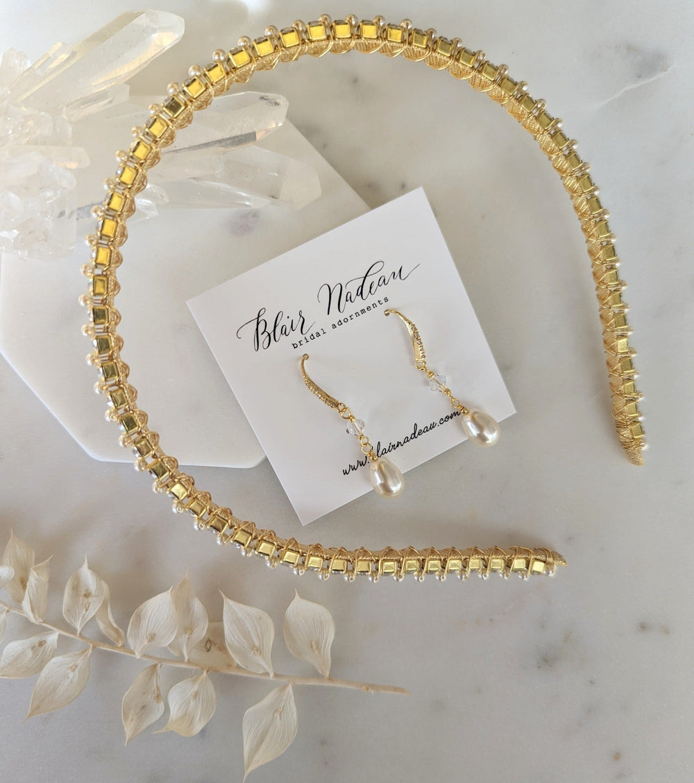NANCY Crystal & Pearl Bridal Headband