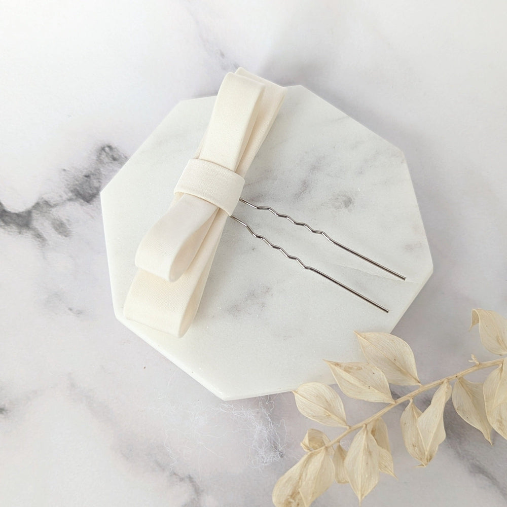 ELLA Silk Bridal Hair Bow Clip