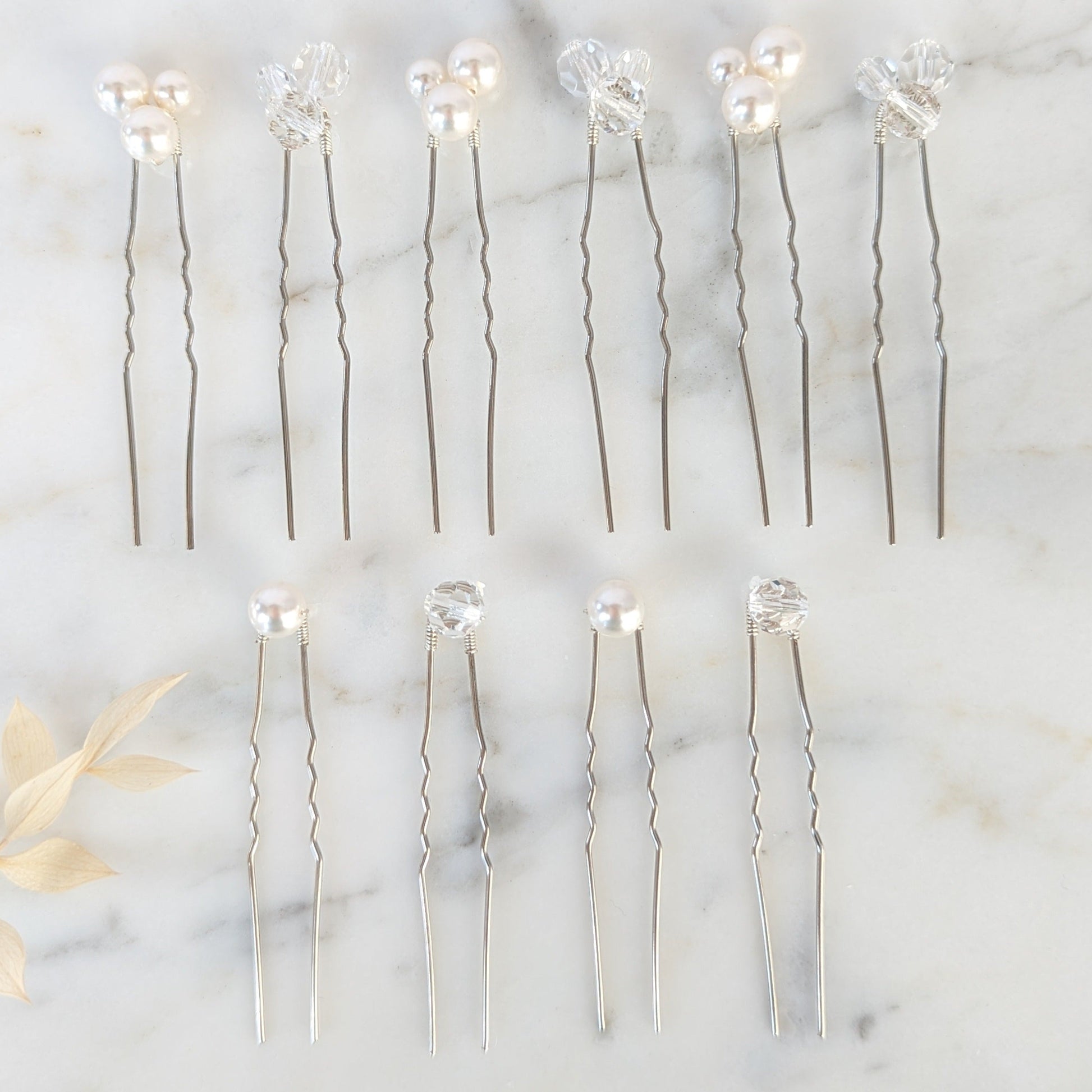 MILLIE Crystal and Pearl Cluster Hair Pins
