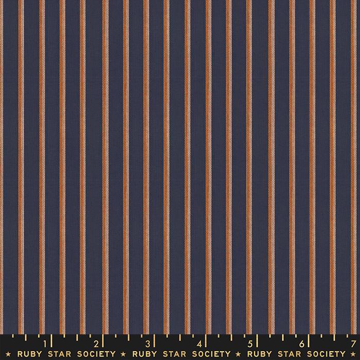Warp & Weft Heirloom Wovens - Navy Skinny Stripe, 1/4 yard