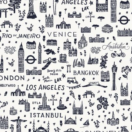 Bon Voyage; Silhouette - Navy, 1/4 yard