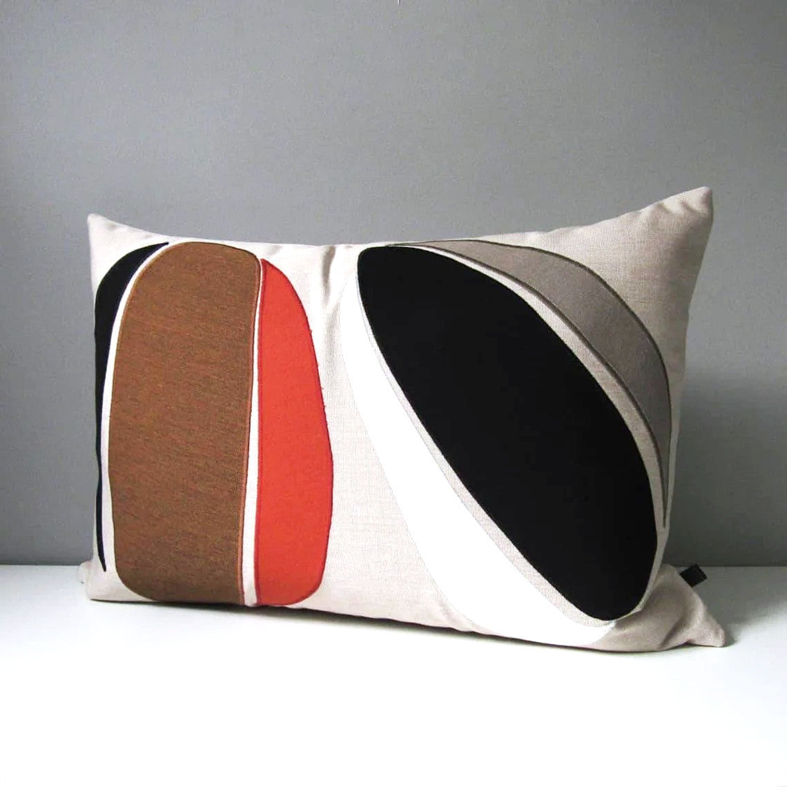 Abstract Outdoor Sunbrella Pillow, Modern Burnt Orange Cushion