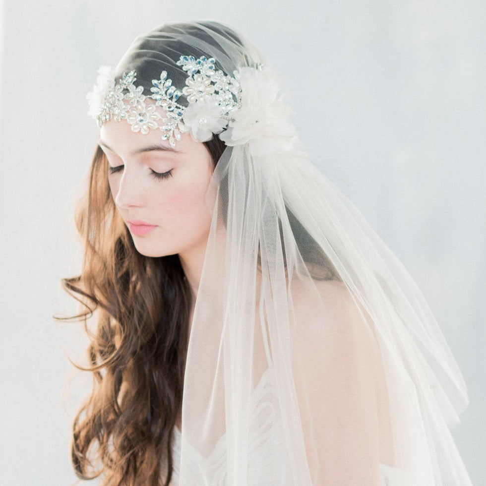 ANTOINETTE Crystal Juliet Cap Bridal Veil