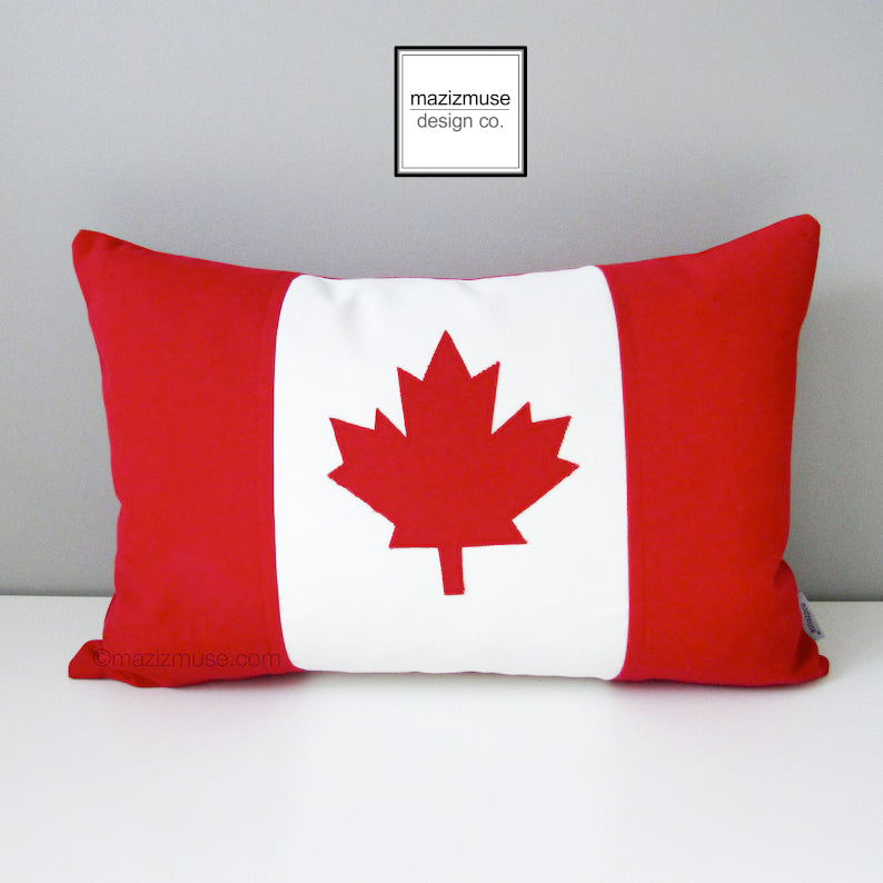 Housse de coussin Sunbrella drapeau du Canada, housse de coussin d'extérieur Sunbrella feuille d'érable