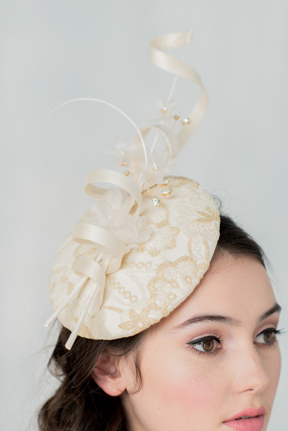 ANITA Ivory & Gold Wedding Fascinator