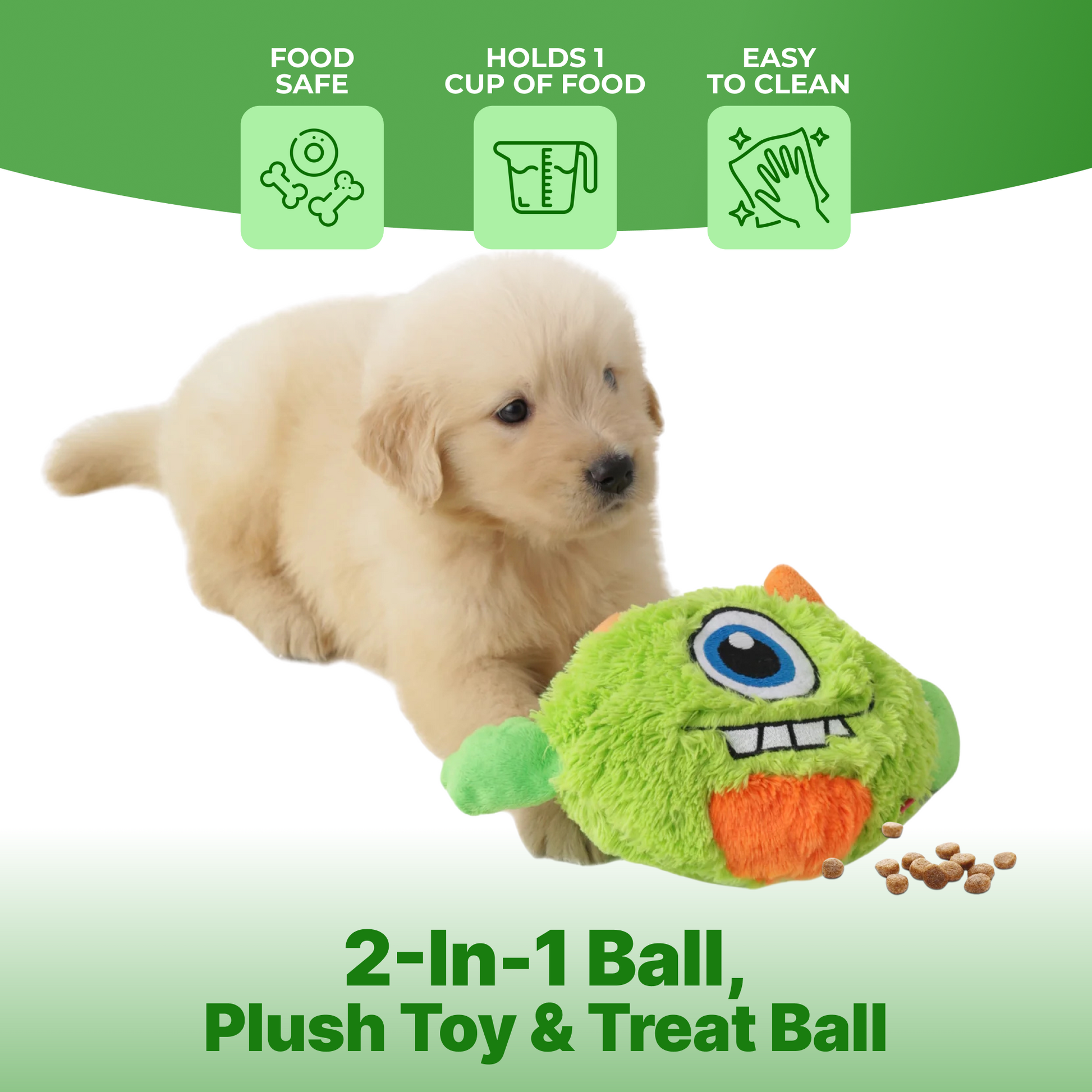 Jouet pour chien monstre avec balle distributrice de friandises - Peluche et puzzle interactif