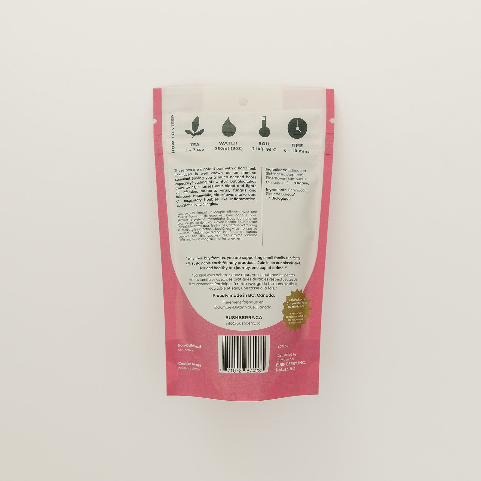 Thé bio à l'échinacée et à la fleur de sureau