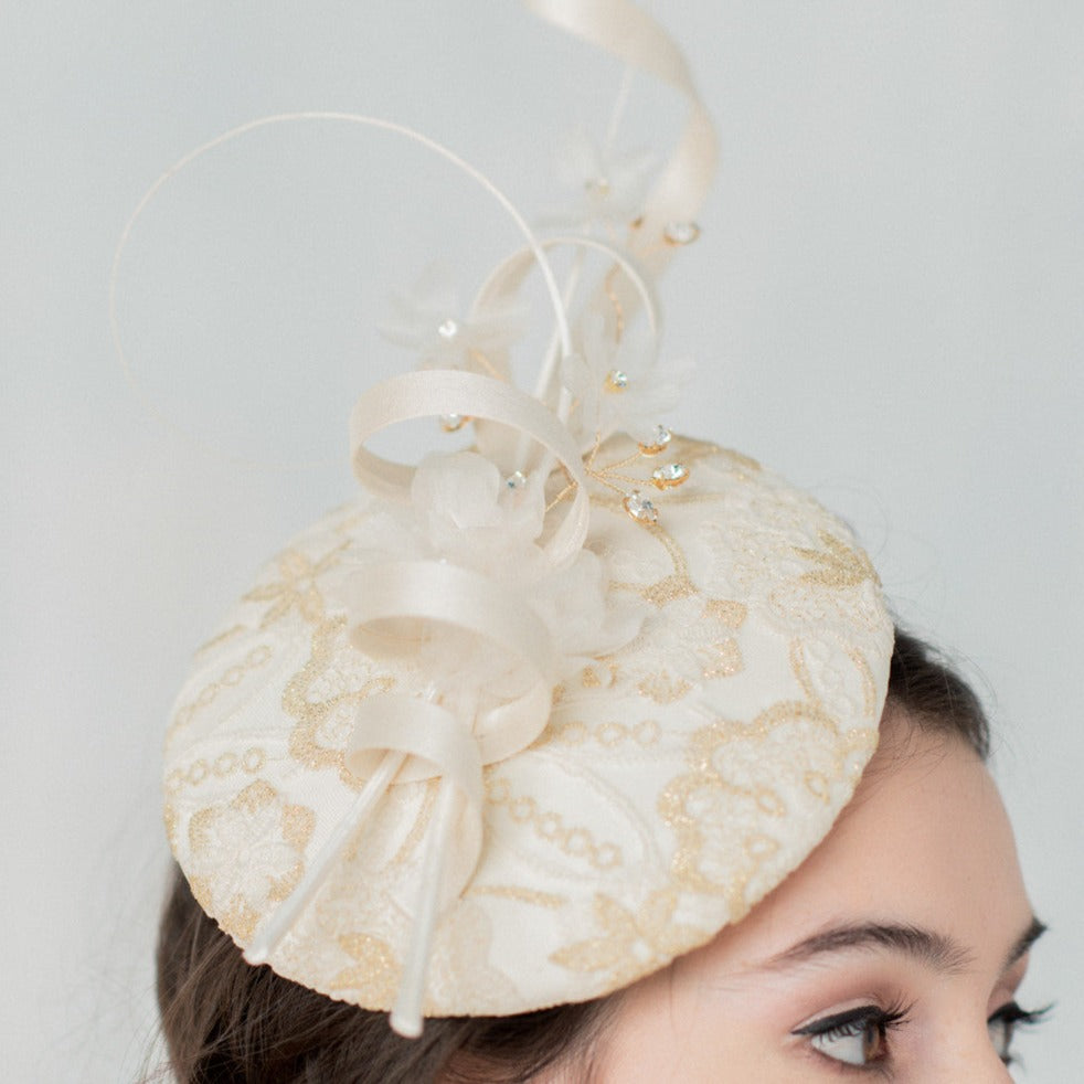 ANITA Ivory & Gold Wedding Fascinator