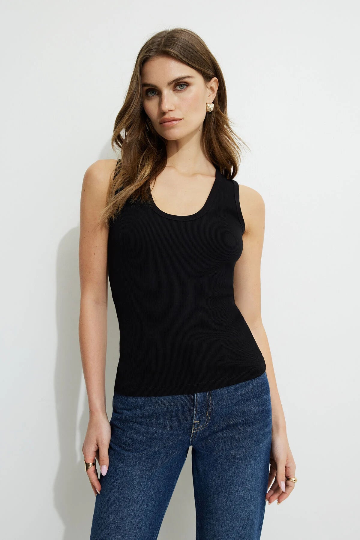 Hallie Ribbed Scoop Tank Top