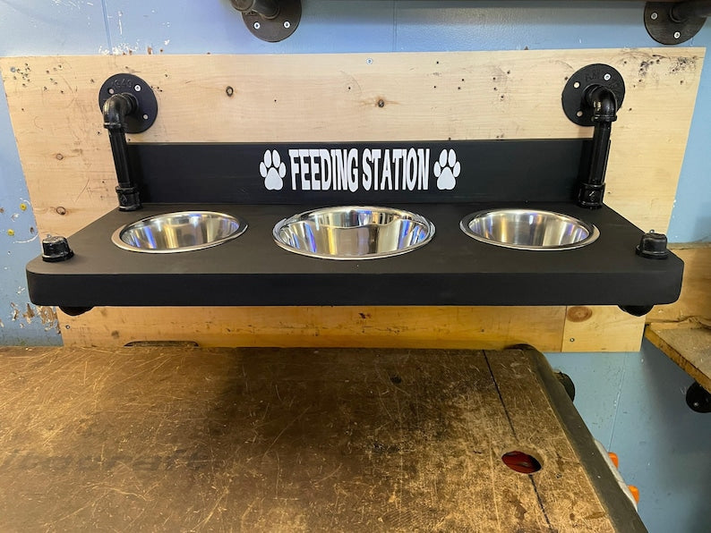 Gamelle flottante pour chien - Design élégant à fixation murale pour un repas moderne pour animaux de compagnie - Ensemble gamelle et mangeoire peu encombrant