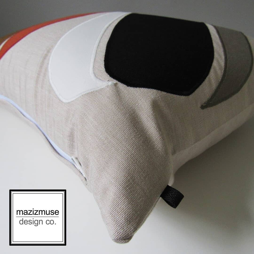 Abstract Outdoor Sunbrella Pillow, Modern Burnt Orange Cushion