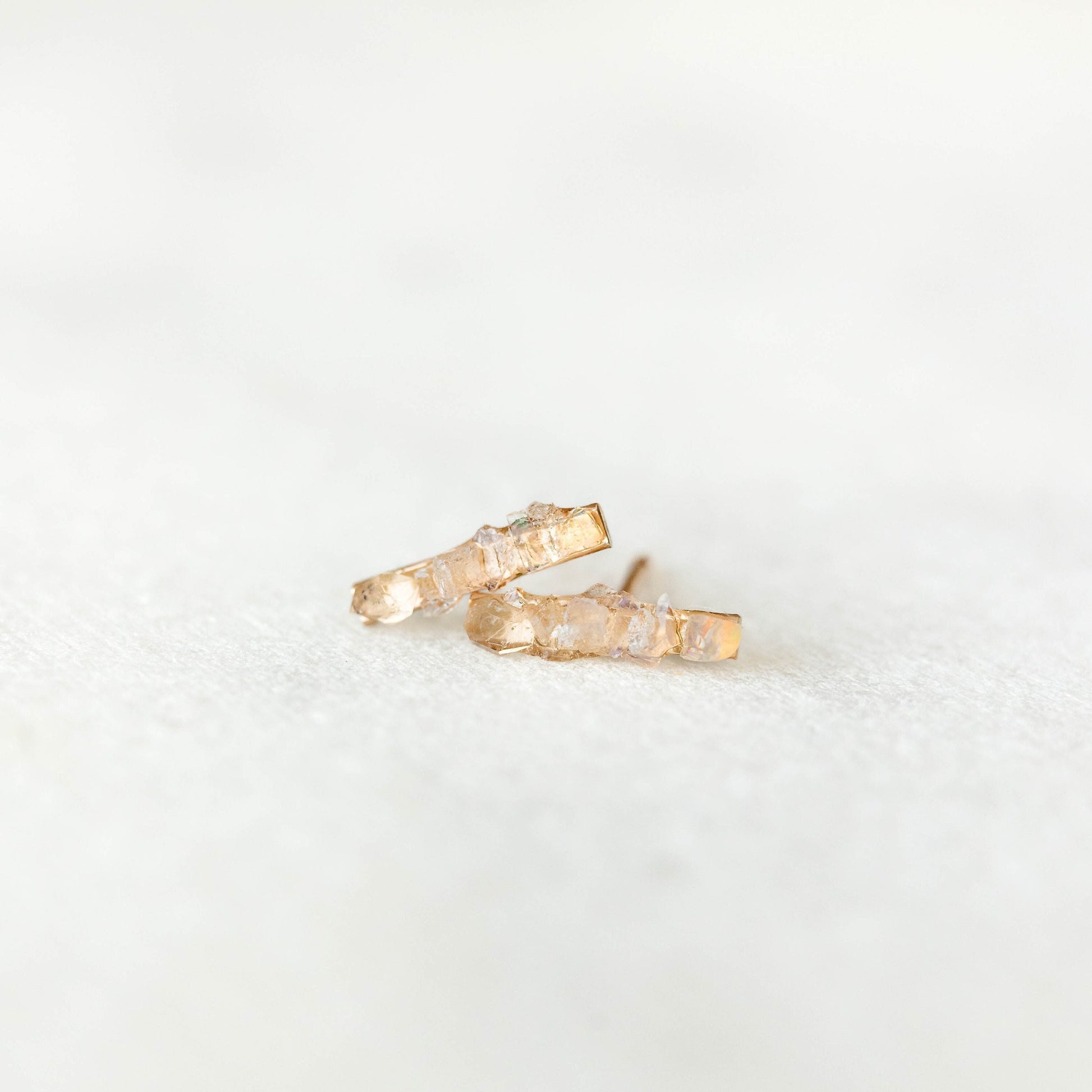 Raw Gemstone Earrings, Stud Minimalist Bridal Wedding Earrings For Women, Tiny Bar Earrings, Opal Jewelry, Herkimer Diamond Earrings