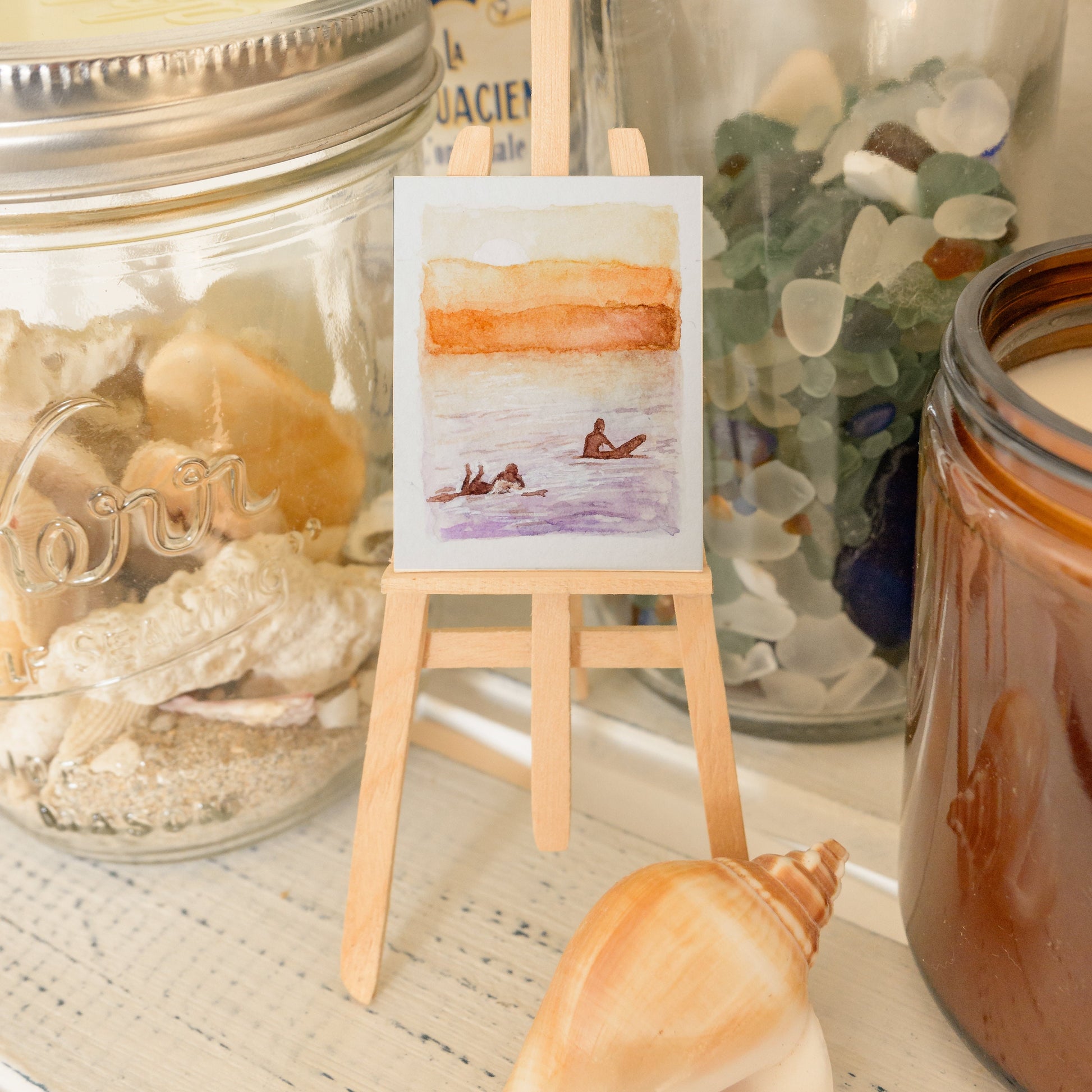 Mini-surfeur | Peinture originale | Aquarelle | Pièce unique