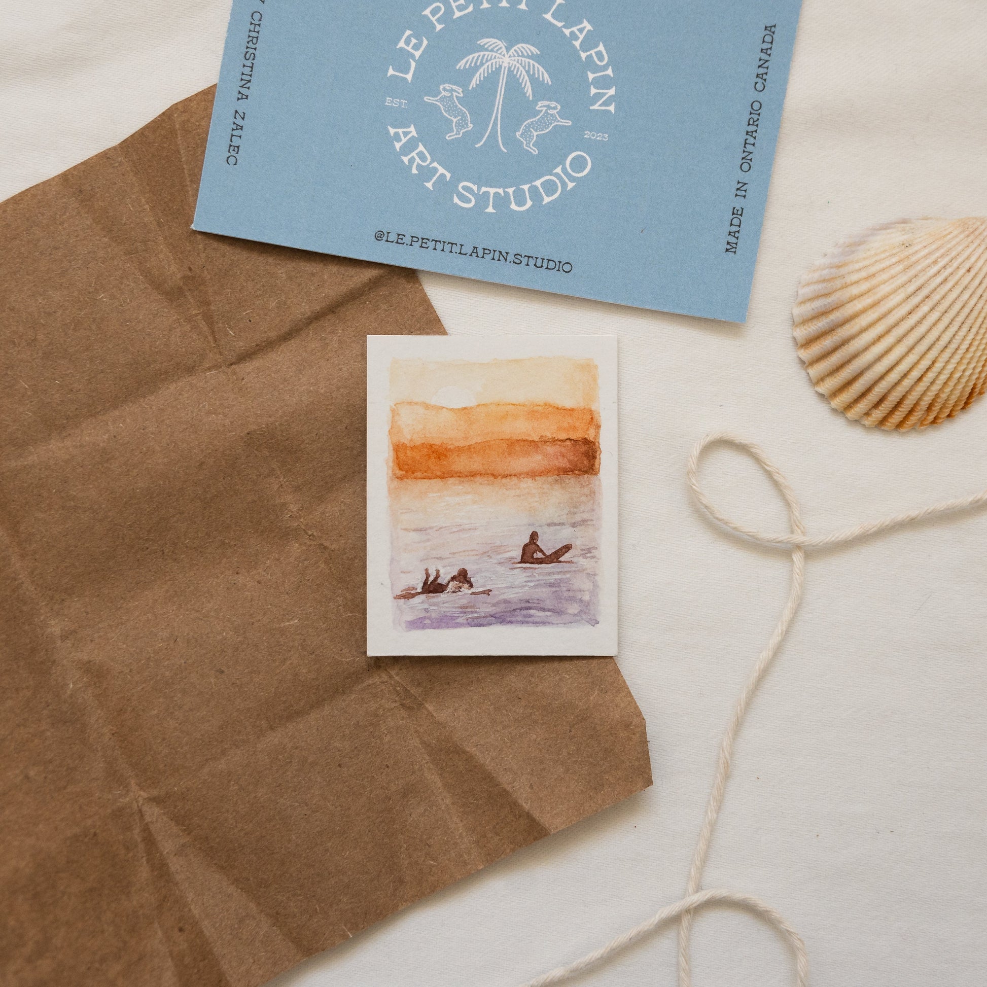 Mini-surfeur | Peinture originale | Aquarelle | Pièce unique