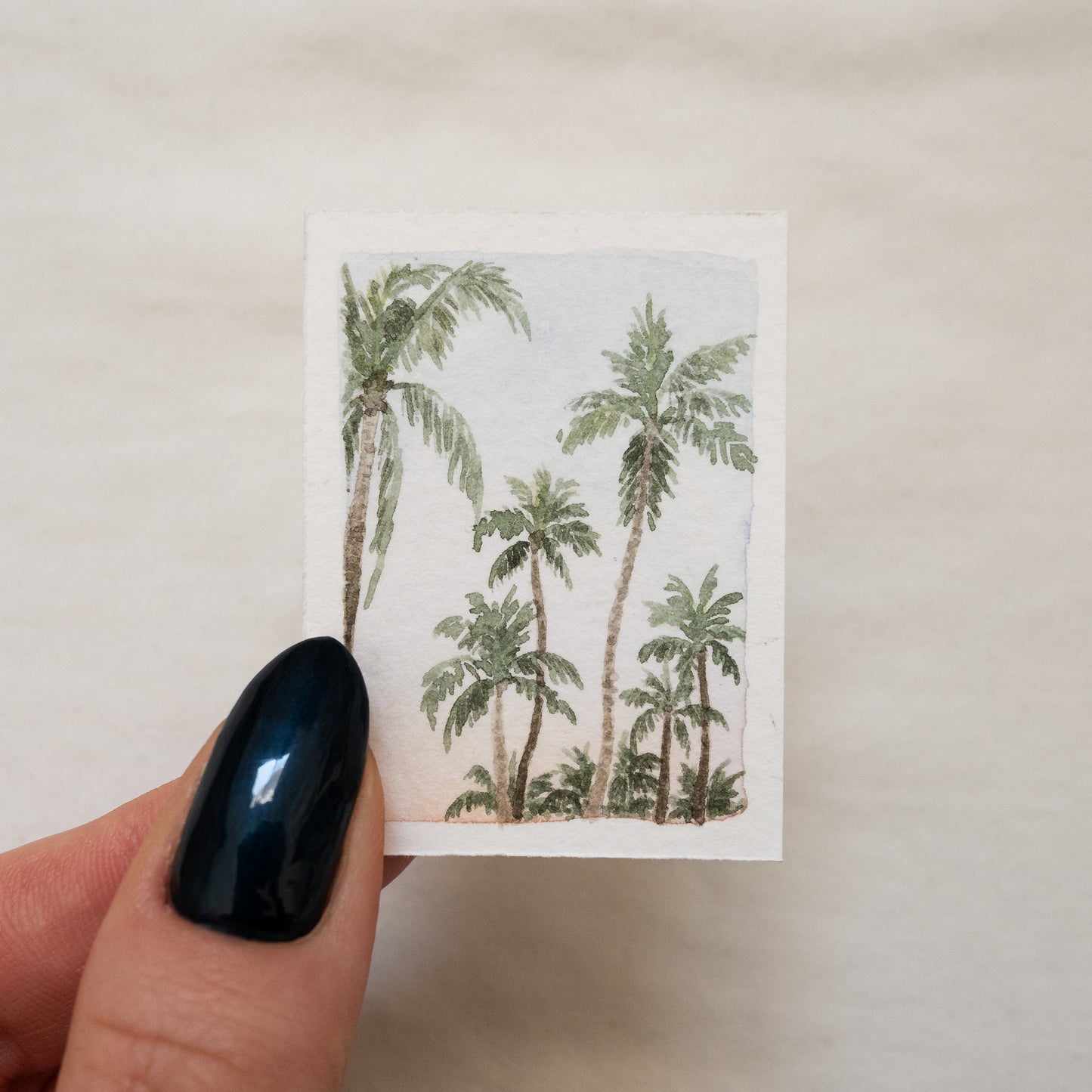 Mini-peinture de palmier | Aquarelle de plage | Peinture originale | Pièce unique