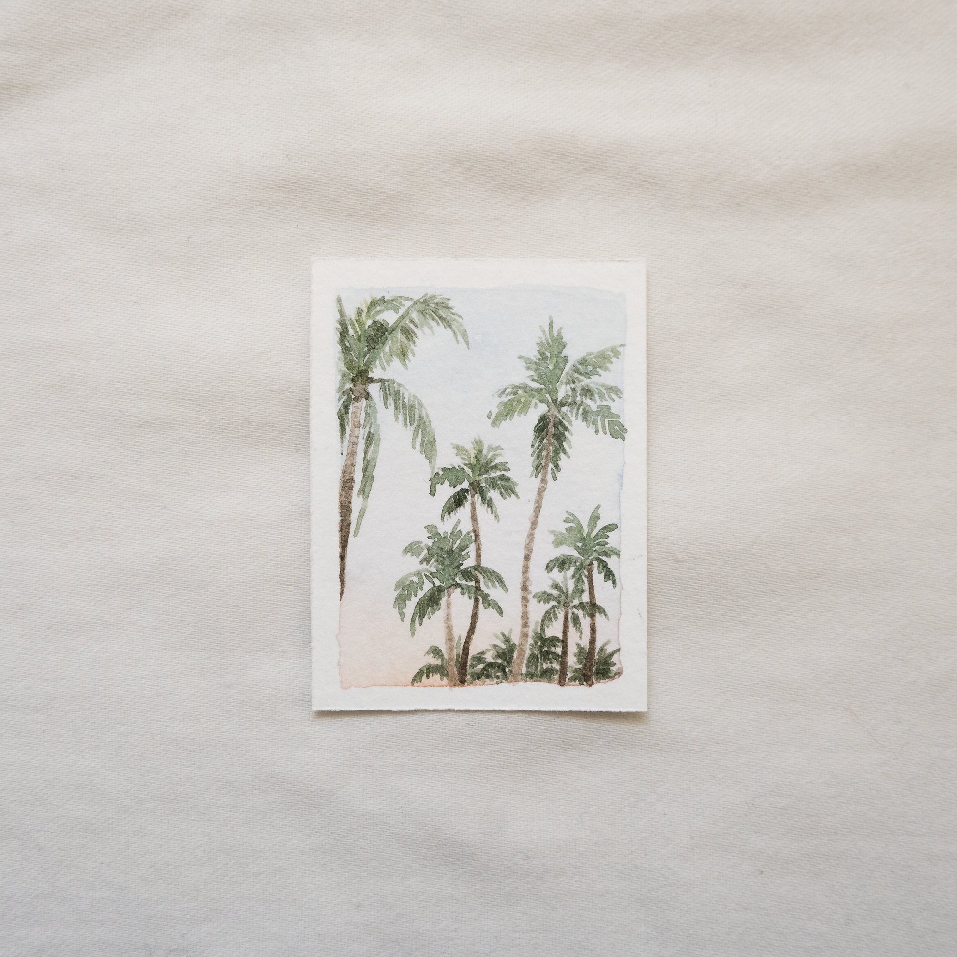 Mini-peinture de palmier | Aquarelle de plage | Peinture originale | Pièce unique