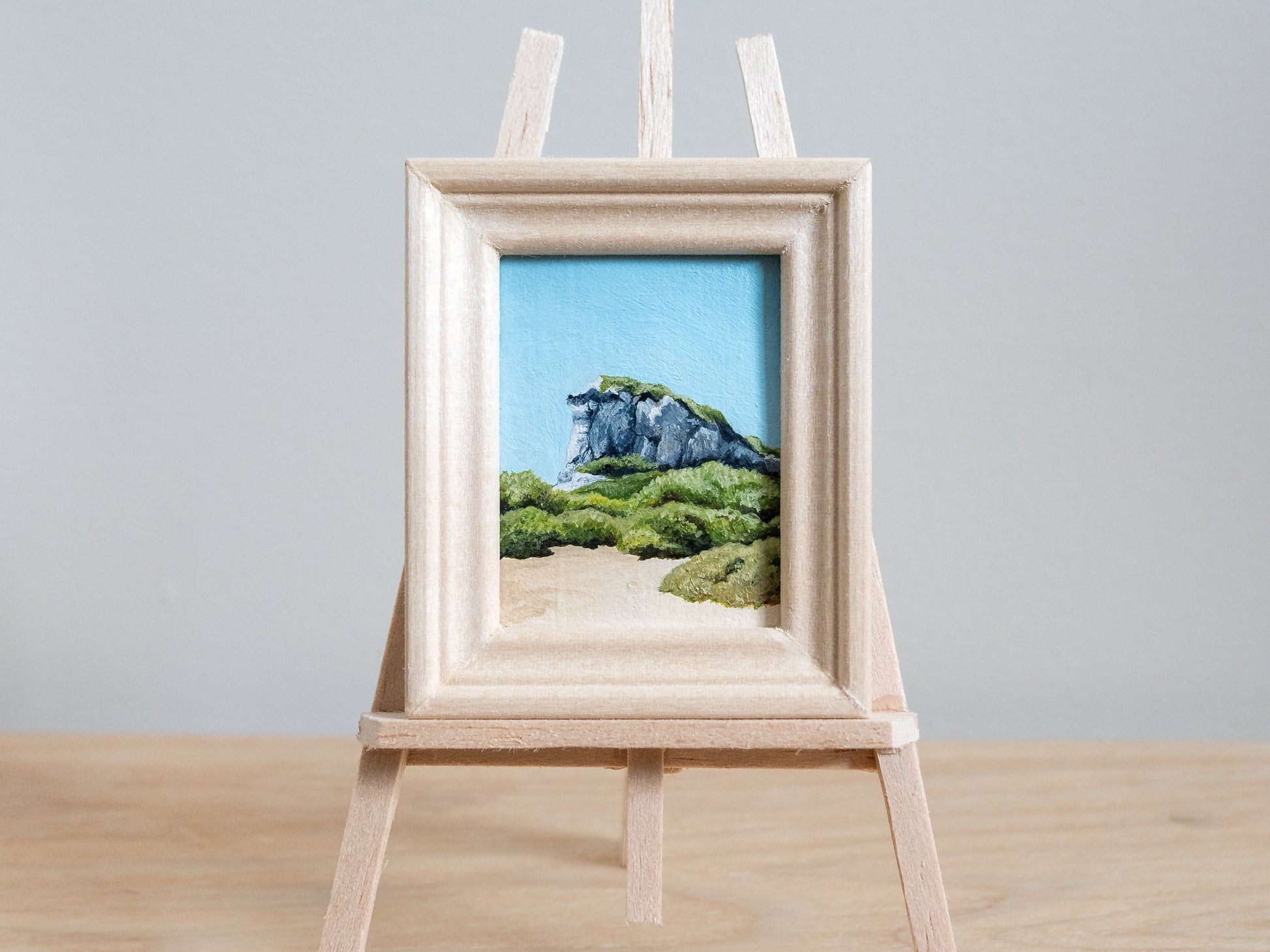 Mini-peinture de plage : art côtier en acrylique encadré