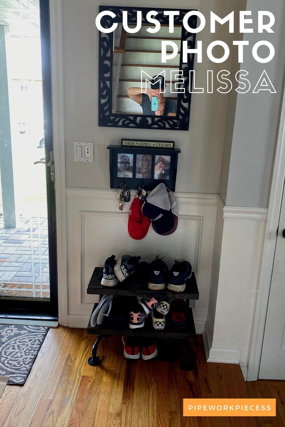 industrial style heavy duty shoe rack - Shoe Rack - Entryway organizer - Boot Storage
