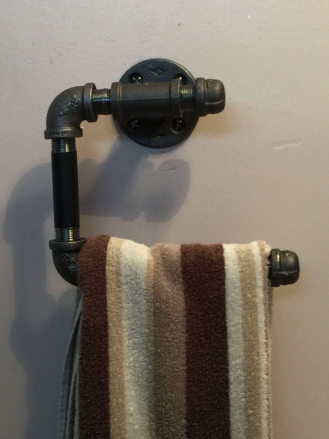 Porte-serviettes de bain en forme de tuyau - Porte-serviettes de bain - Design industriel rétro - Porte-papier toilette de style unique