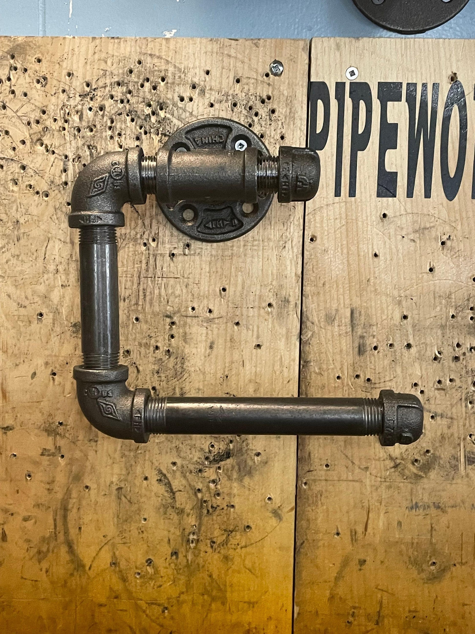 Porte-serviettes de bain en forme de tuyau - Porte-serviettes de bain - Design industriel rétro - Porte-papier toilette de style unique