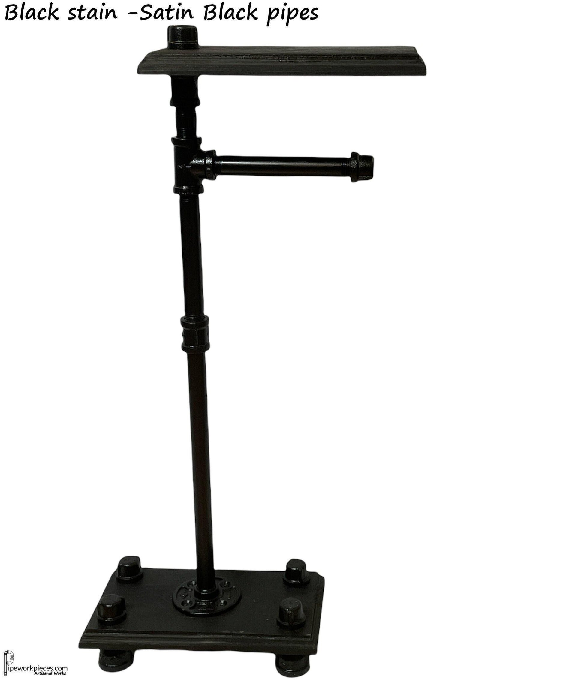 Porte-papier toilette sur pied de style industriel avec étagère pour téléphone - Porte-papier toilette