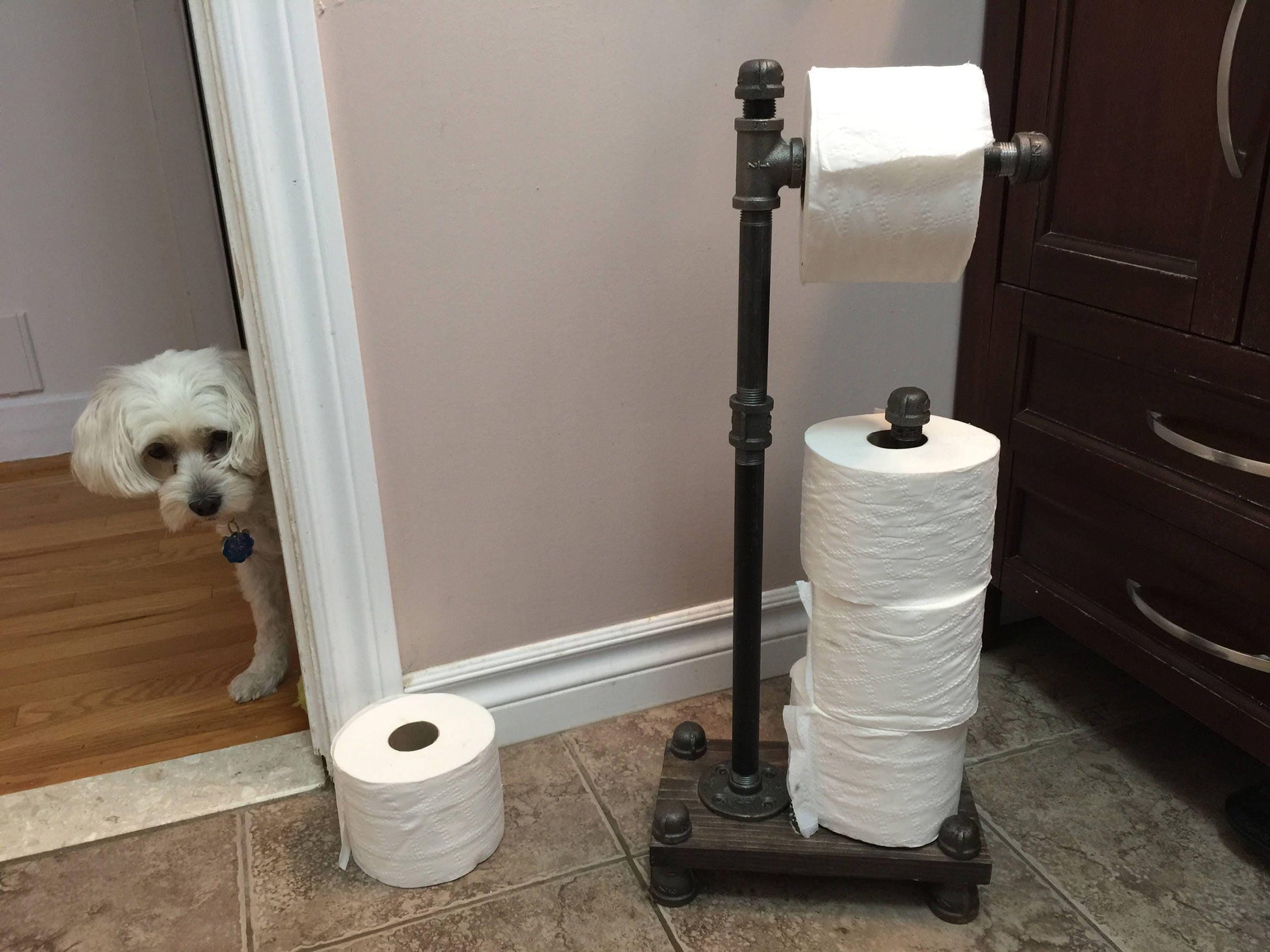 4 roll Industrial Style toilet paper holder - toilet paper stand - retro toilet paper holder -NEW LOWER PRICES