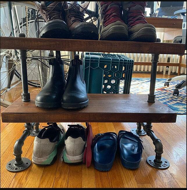 industrial style heavy duty shoe rack - Shoe Rack - Entryway organizer - Boot Storage