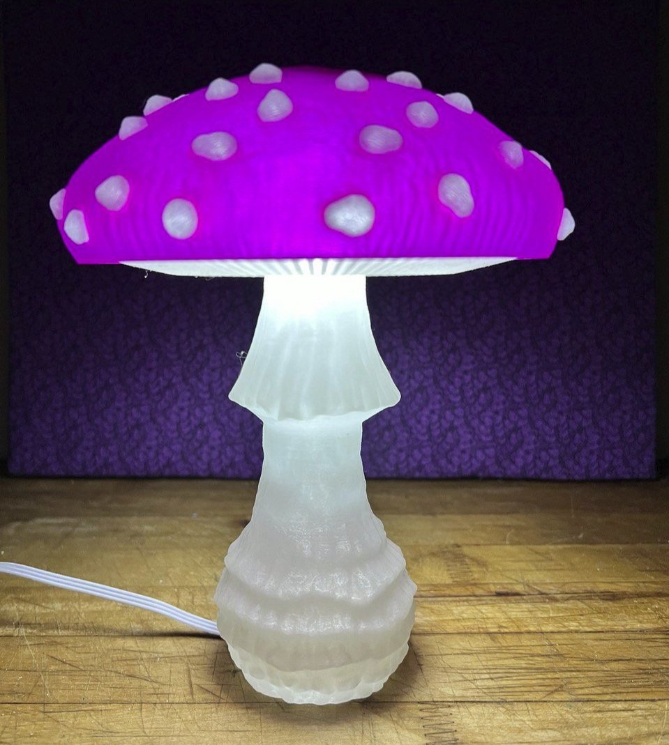 Veilleuse champignon phosphorescente, lampe de chevet champignon amanite phosphorescente, lampe fantaisie funky, lampe à charge solaire
