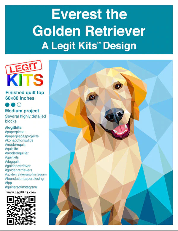 LEGIT KITS, Everest the Golden Retriever Quilt Kit (Fabric Only)