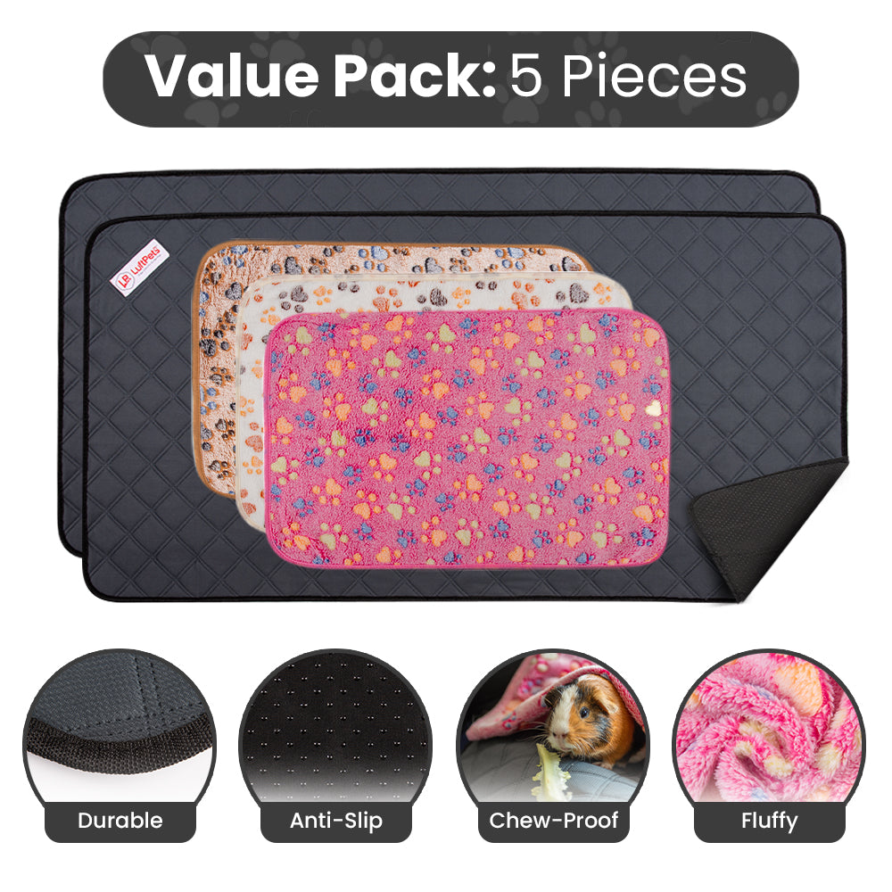 Parure de lit polaire 5 pièces pour cochon d'Inde et lapin – Parfaite pour chiens et chats