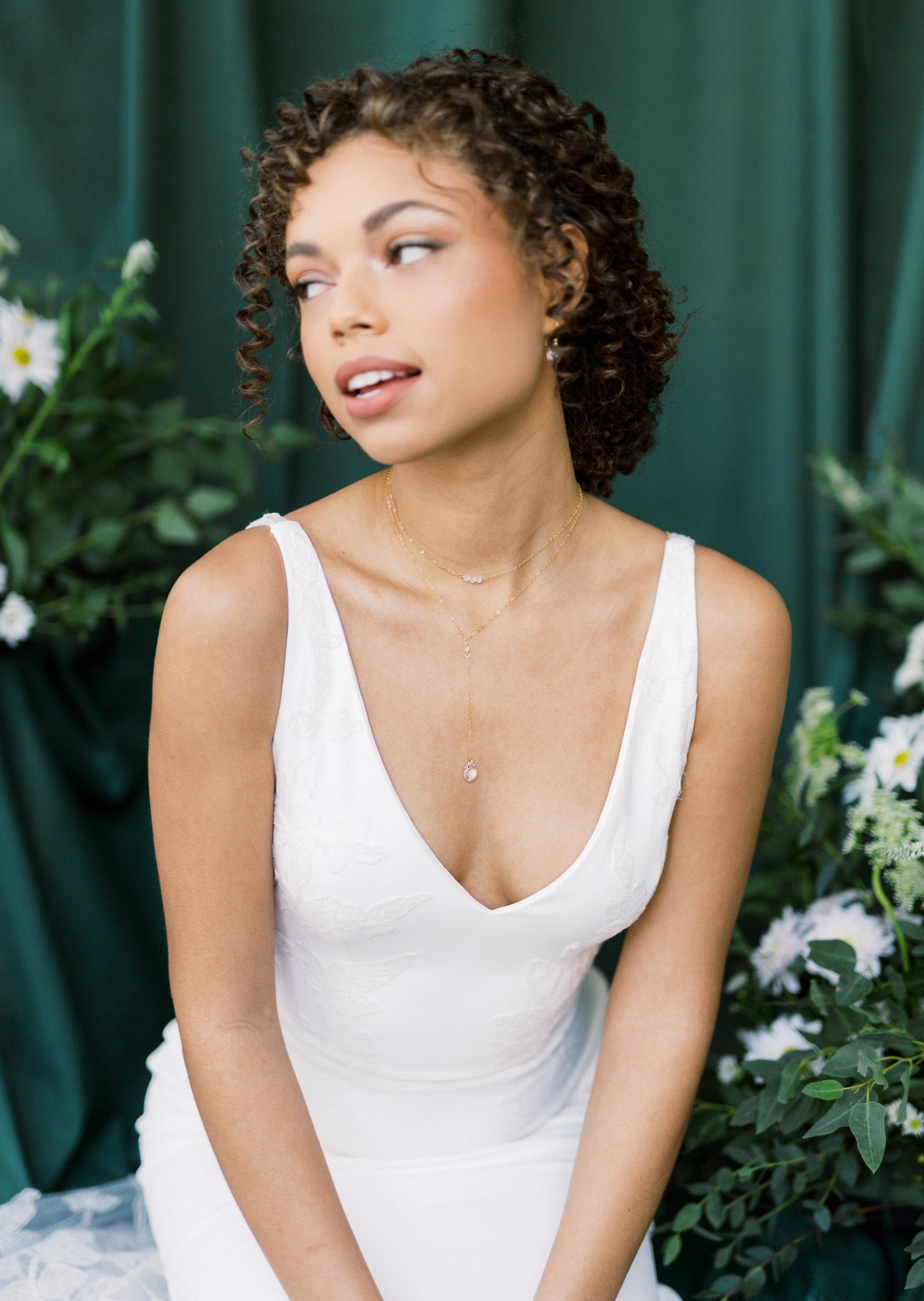 CALLIE & ROWAN Crystal Earrings & Y Necklace Bridal Jewelry Set