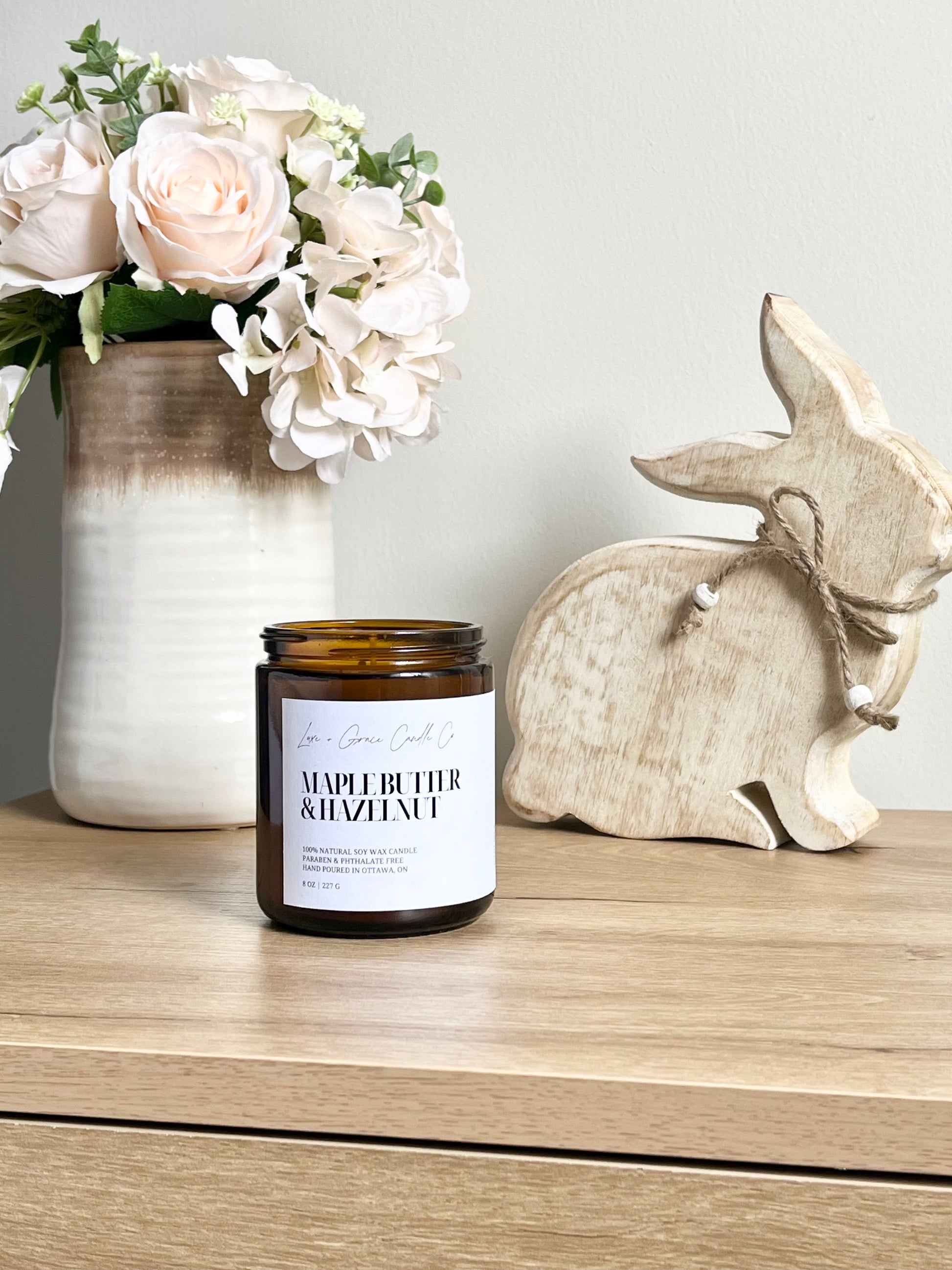 Bougie au beurre d'érable et aux noisettes - Cire de soja