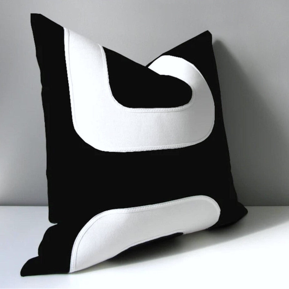Housse de coussin d'extérieur Sunbrella noir et blanc, coussin moderne du milieu du siècle