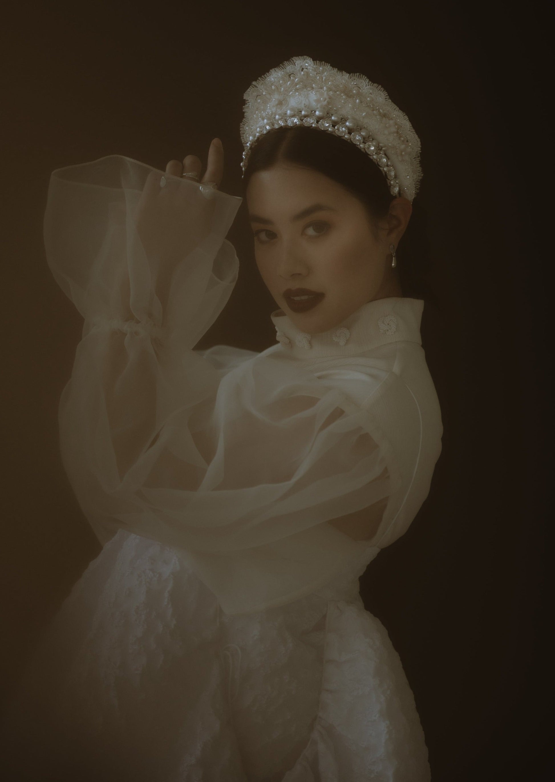 AMYBETH Vintage Inspired Beaded Lace Bridal Headband