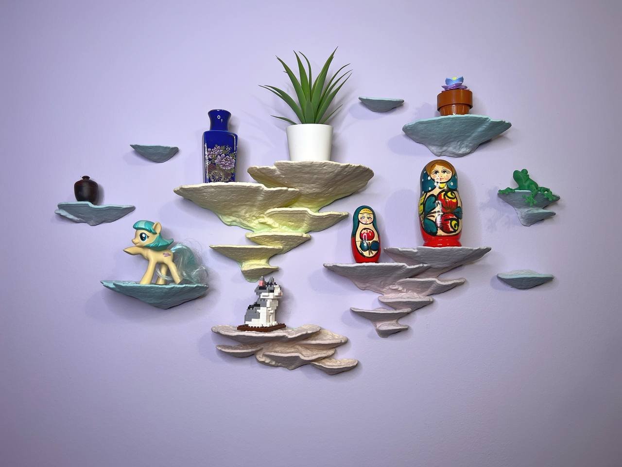 Lot de 10 étagères flottantes phosphorescentes pour champignons Trametes Pubescens