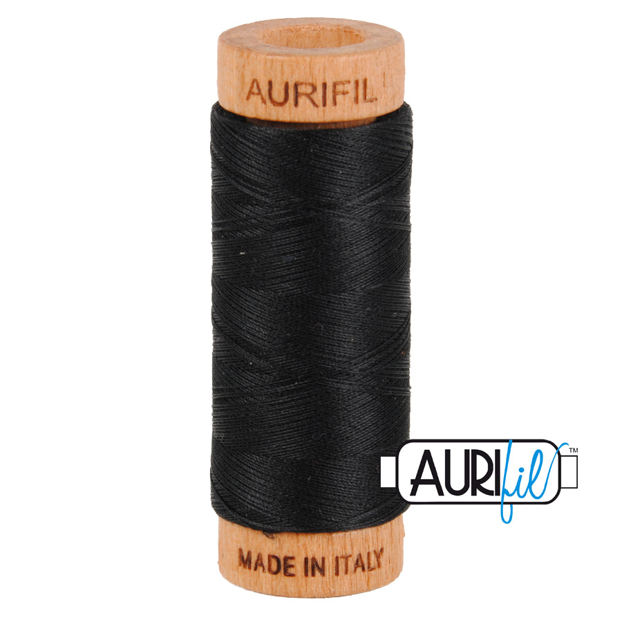 Aurifil Thread - Black 2692 - 80wt - 270m / 300yds