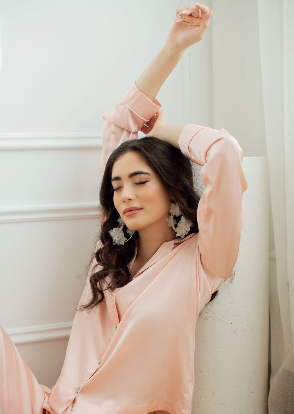 ARIELLE Silk Flower Teardrop Bridal Earrings