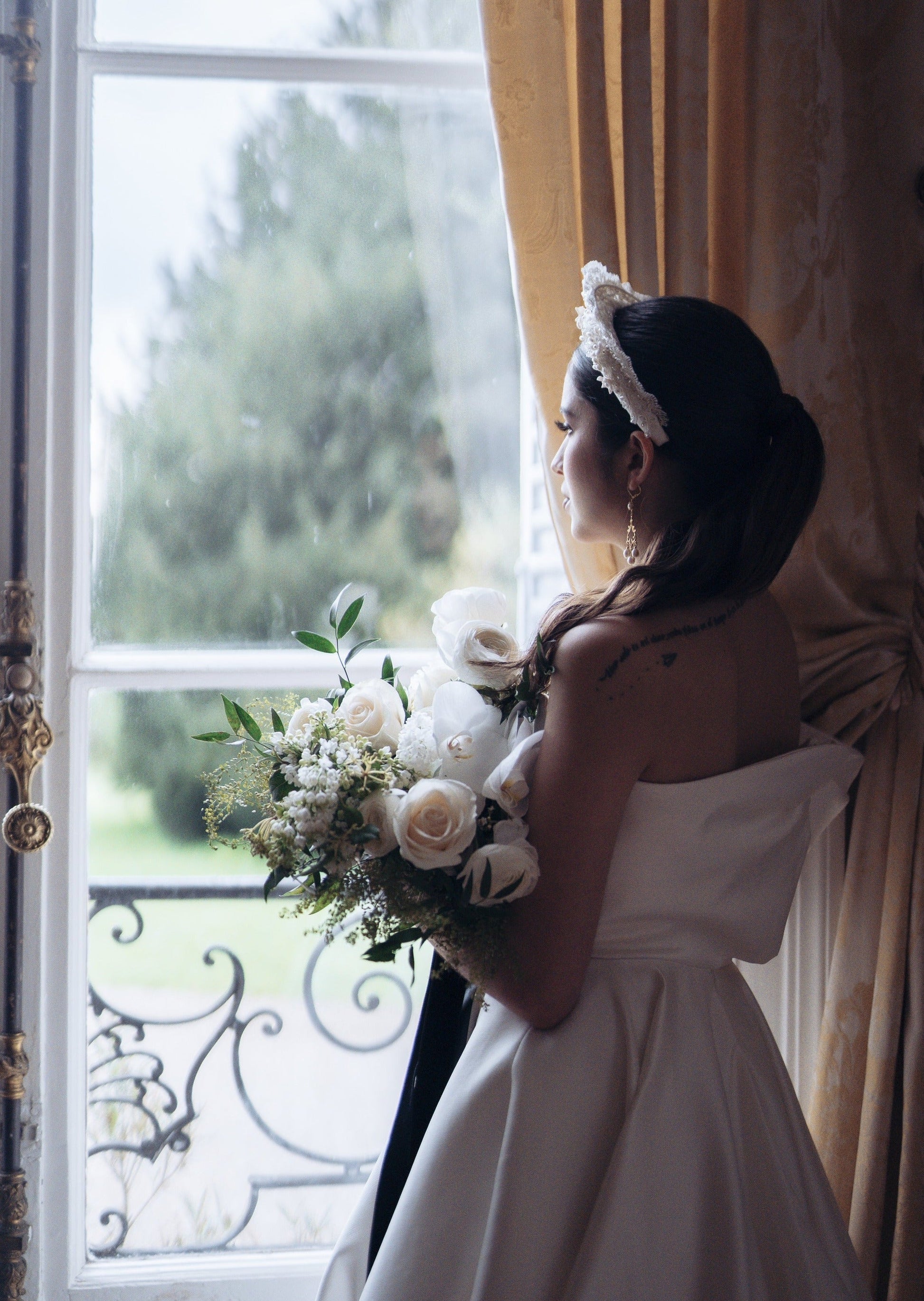 AMYBETH Vintage Inspired Beaded Lace Bridal Headband