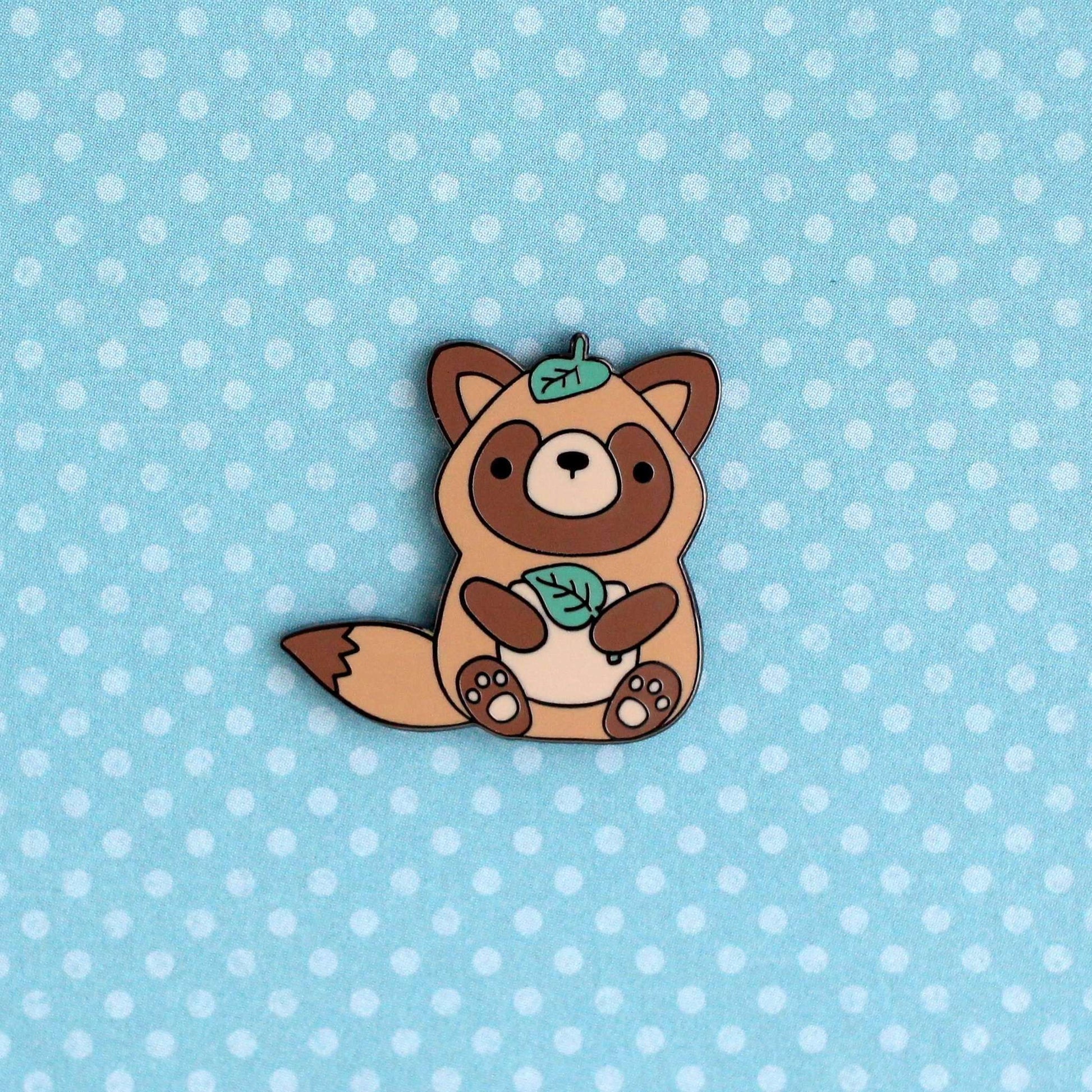 Broche émaillée Tanuki - Broche raton laveur japonais - Cadeau Yokai