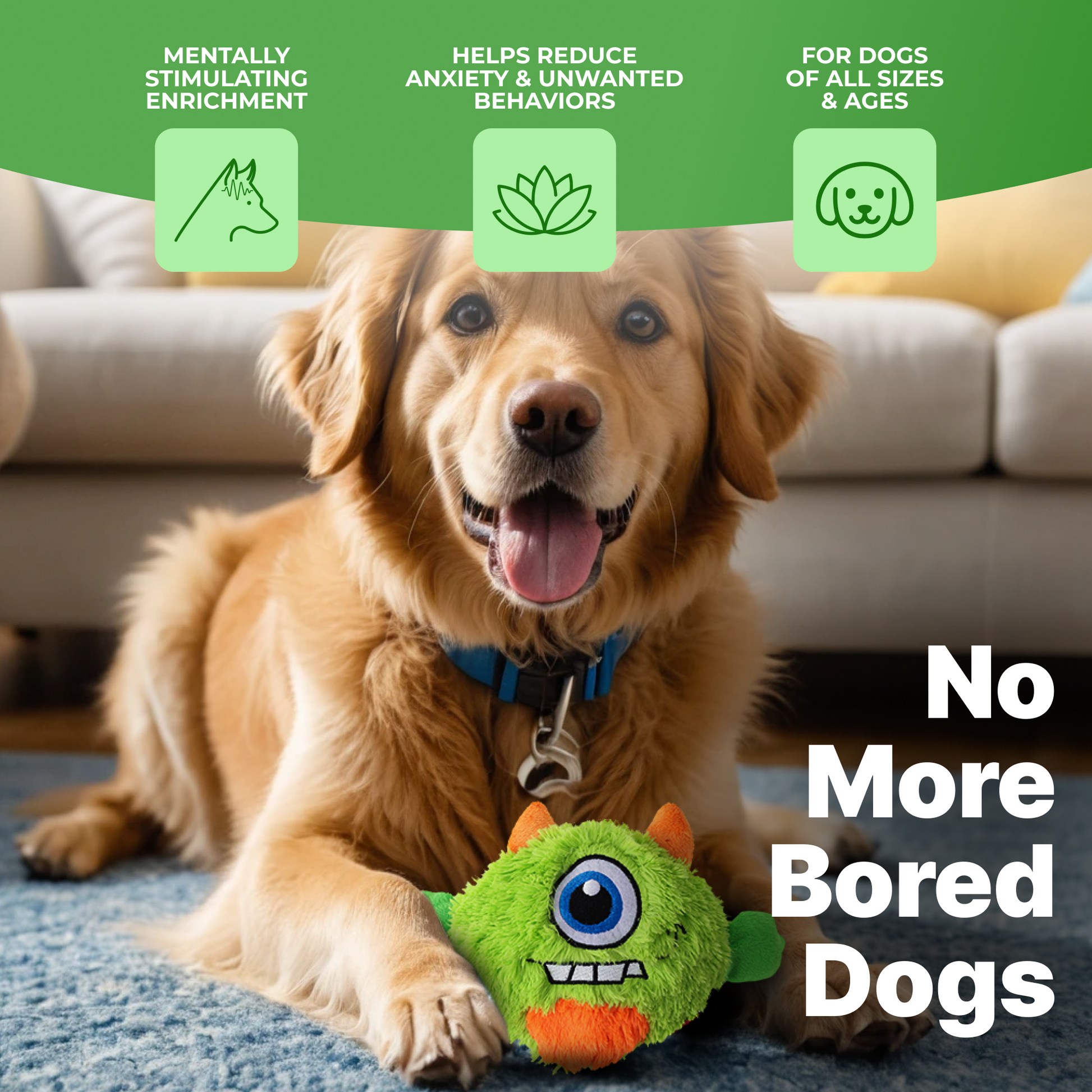 Jouet pour chien monstre avec balle distributrice de friandises - Peluche et puzzle interactif