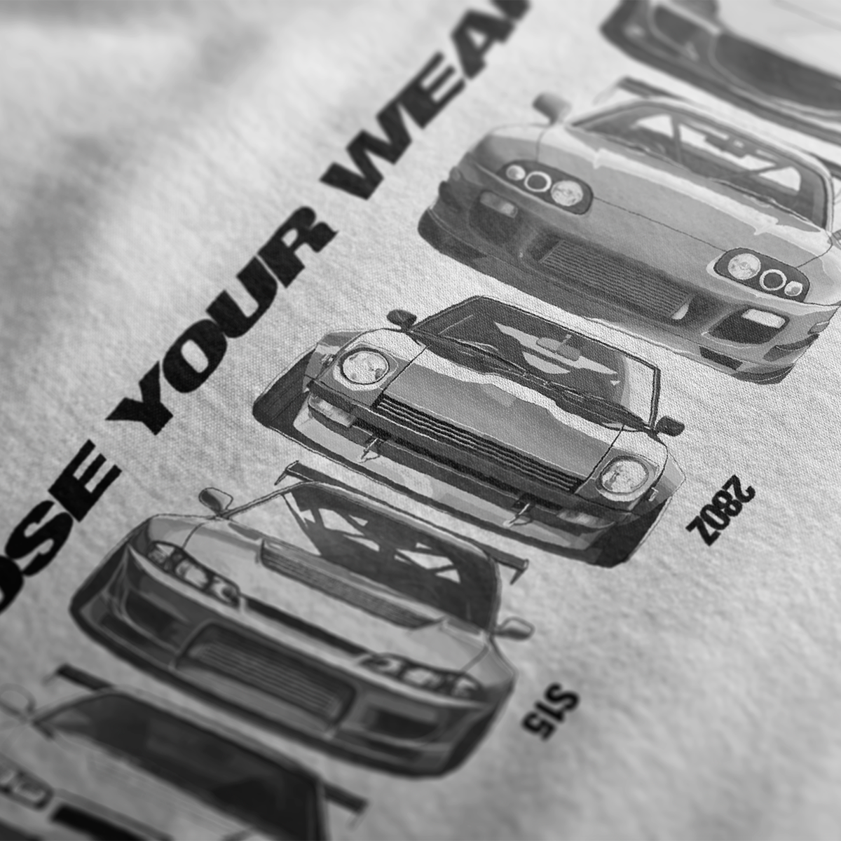 T-shirt graphique JDM Armory Automotive « Choisissez votre arme » | Homme et femme (unisexe)
