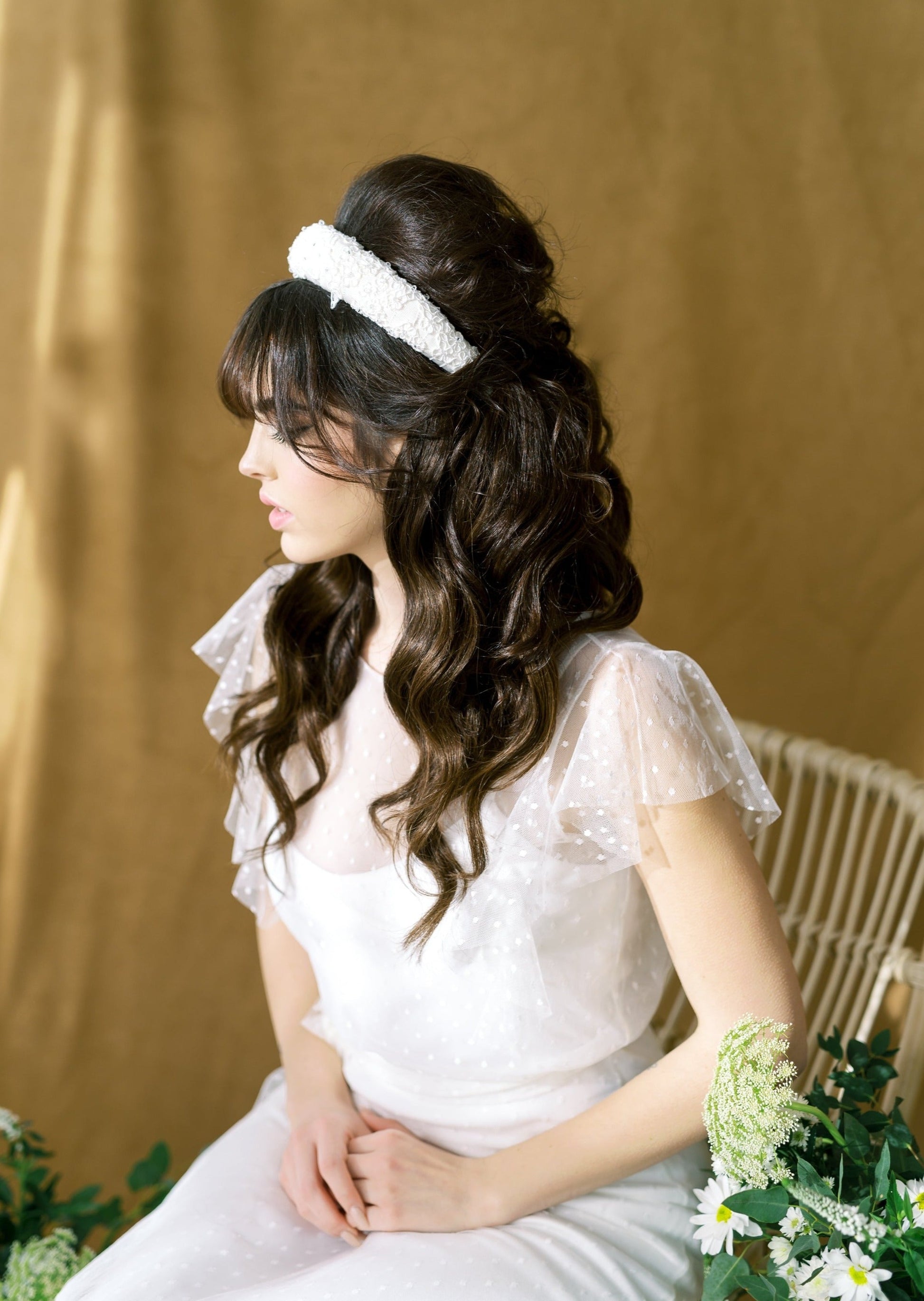 JUDY Beaded Vintage Lace Padded Headband